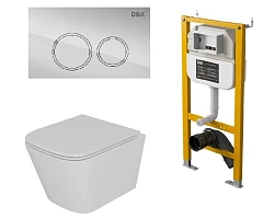 Комплект инсталляции DQ DI8050127 с безободковым унитазом Berlin Торнадо, клавиша смыва Bayern хром