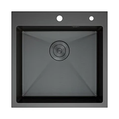 Кухонная мойка DQ 50*50 графит с дозатором и коландером