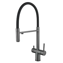 Смеситель Shevanik для кухни с подключением фильтра S178T оружейная сталь