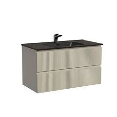 Тумба с раковиной Sancos Snob T 90 Beige Soft (раковина Element CN7002MB черная матовая)