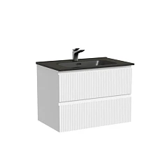 Тумба с раковиной Sancos Snob R 70 Bianco (раковина Element CN7007MB черная матовая)