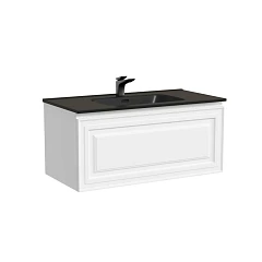 Тумба с раковиной Sancos Very 90 Bianco (раковина Element CN7002MB черная матовая)