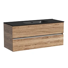 Тумба с раковиной Sancos Urban 120 дуб чарльстон (раковина Element CN7006MB черная матовая)