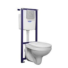 Комплект инсталляции Santeri Альфа (унитаз с крышкой-сиденьем + система инсталляции с хромированной клавишей смыва)