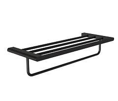 Полка для полотенец Knotlor Oval TR101BL с держателем черная матовая