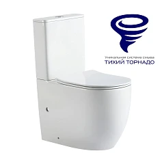 Унитаз-компакт Prato Бьянко 6083А 37*66 безободковый Торнадо с крышкой-сиденьем микролифт