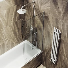 Душевая шторка на ванну MaybahGlass MGV-142-5у 54*140 профиль матовый хром стекло прозрачное