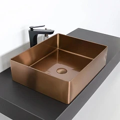 Накладная раковина Comforty нержавеющая сталь 50*40 брашированная бронза
