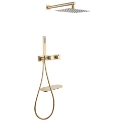 ABBER Душевая система Rund AF8750G скрытого монтажа с изливом, термостат, золото матовое