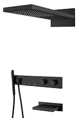 Душевой комплект Boheme Zodiac 133-2-B с термостатом и изливом черный матовый