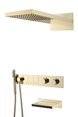 Душевой комплект Boheme Zodiac 133-2-G с термостатом и изливом золото