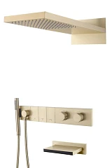 Душевой комплект Boheme Zodiac 133-2-MG с термостатом и изливом золото матовое