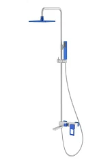 Душевая стойка Boheme Q 148-WUW с изливом белая матовая/синий