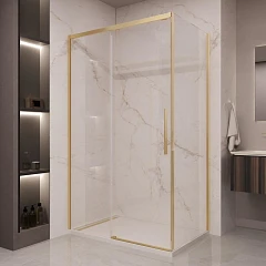 Душевой уголок Vincea Stella 140*90 профиль брашированное золото без поддона