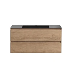 Тумба с раковиной Vincea Luka 100 дуб натуральный (черная раковина)