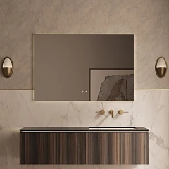 Комплект мебели Vincea Luxe 140 натуральный орех (раковина натуральный мрамор черный Versace R)