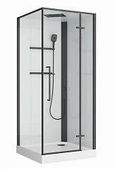 Душевая кабина BelBagno UNO 90x90x212  правосторонняя UNO-CAB-A-1-90-C-NERO-Bi-TOP-R (низкий поддон)