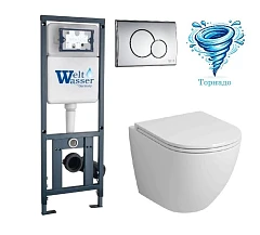 Комплект инсталляции WeltWasser с унитазом Grossman Tornado 507 RD клавиша хром глянец