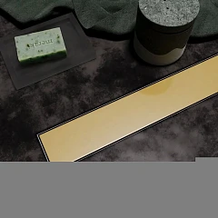 Душевой лоток Veconi Stesso VS600G боковой выпуск брашированное золото