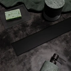 Душевой лоток Veconi Stesso VS600B боковой выпуск черный матовый