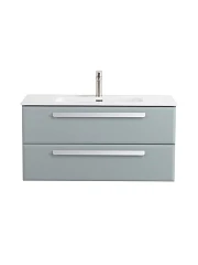 Тумба с раковиной Cezares Эко-Кер-Н/Eco-Cer-N 100 серо-голубая матовая (раковина CZR-8095-100, ручки сатин)