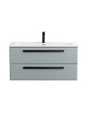 Тумба с раковиной Cezares Эко-Кер-Н/Eco-Cer-N 100 серо-голубая матовая (раковина CZR-8073-100, ручки черные)