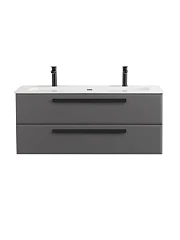 Тумба с раковиной Cezares Эко-Кер-Н/Eco-Cer-N 120 темно-серая матовая (раковина CZR-8073-120-1-2, ручки черные)