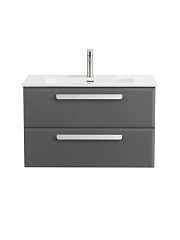 Тумба с раковиной Cezares Эко-Кер-Н/Eco-Cer-N 80 темно-серая матовая (раковина CZR-8095-80, ручки сатин)