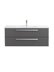 Тумба с раковиной Cezares Эко-Кер-Н/Eco-Cer-N 120 темно-серая матовая (раковина CZR-8095-120, ручки серые)