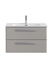 Тумба с раковиной Cezares Эко-Кер-Н/Eco-Cer-N 80 серо-бежевая матовая (раковина CZR-8095-80, ручки серые)