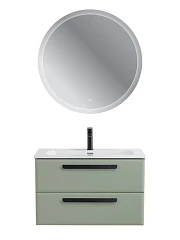 Комплект мебели Cezares Эко-Кер-Н/Eco-Cer-N 80 светло-зеленый матовый (раковина CZR-8073-80, ручки черные)