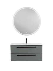 Комплект мебели Cezares Эко-Кер-Н/Eco-Cer-N 100 серо-зеленый матовый (раковина CZR-8073-100, ручки черные)