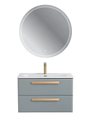 Комплект мебели Cezares Эко-Кер-Н/Eco-Cer-N 80 серо-голубой матовый (раковина CZR-8073-80, ручки сатиновое золото)
