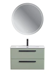 Комплект мебели Cezares Эко-Кер-Н/Eco-Cer-N 80 светло-зеленый матовый (раковина CZR-8095-80, ручки черные)