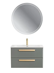 Комплект мебели Cezares Эко-Кер-Н/Eco-Cer-N 80 серо-зеленый матовый (раковина CZR-8073-80, ручки сатиновое золото)