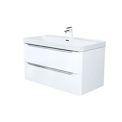 Тумба с раковиной Iddis Cloud X 100, подвесная 2 ящика белый глянец