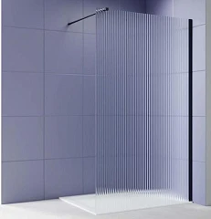 Душевая перегородка Aquatek Walk-in AQ.WI.140.2BL 140*200 с держателем L/R профиль черный матовый, стекло рифленое без поддона