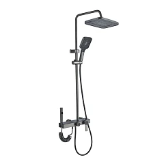 Душевая стойка Ceruttispa Альфио/Alfio с изливом и гигиеническим душем графит