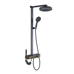 Душевая стойка Ceruttispa Невио/Nevio с изливом и гигиеническим душем графит