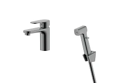 Смеситель Aquatek Ника AQ1812BGM для раковины оружейная сталь с гигиеническим ручным душем