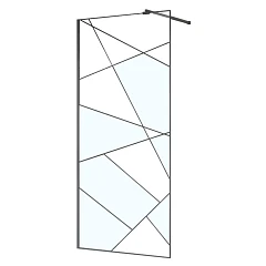 Душевая перегородка Azario Валк-ин 100х195 графический принт 8 мм, цвет профиля матовый графит без поддона