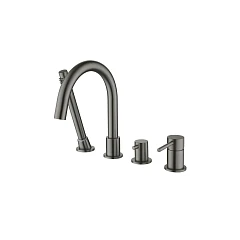 Смеситель на борт ванны Aquatek Европа AQ1348BGM на 4 отверстия оружейная сталь