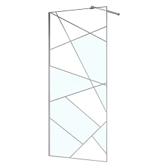 Душевая перегородка Azario Валк-ин AZ-271-100-CH-CGP 100х195 графический принт 8 мм, цвет профиля хром без поддона