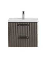 Тумба с раковиной BelBagno Дуэ/Due 50 оружейная сталь, ручки матовый темный никель