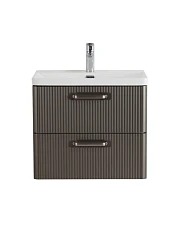 Тумба с раковиной BelBagno Дуэ/Due 60 оружейная сталь, ручки атласный никель