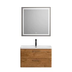 Комплект мебели BelBagno Дуэ/Due 80 Rovere Nature, ручки сатиновый никель, зеркало с функцией антизапотевания