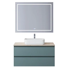 Комплект мебели BelBagno Крафт/Kraft 100 голубой матовый со столешницей Marmo Crema Opaco