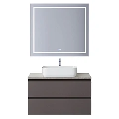 Комплект мебели BelBagno Крафт/Kraft 100 темно-серый матовый со столешницей Marmo Grigio Lucido