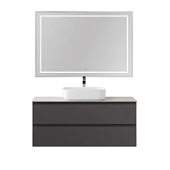 Комплект мебели BelBagno Крафт/Kraft 120 с двумя ящиками темно-серый матовый (столешница Cemento)