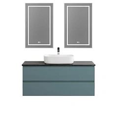 Комплект мебели BelBagno Крафт/Kraft 120 с двумя ящиками голубой матовый (столешница Marmo Nero Opaco)